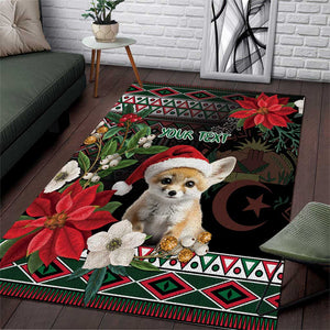 Algeria Christmas Personalized Area Rug Fennec Fox Santa and Traditional Pattern