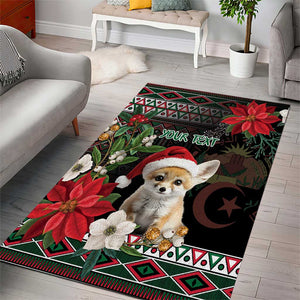 Algeria Christmas Personalized Area Rug Fennec Fox Santa and Traditional Pattern