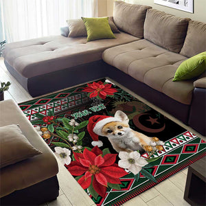 Algeria Christmas Personalized Area Rug Fennec Fox Santa and Traditional Pattern