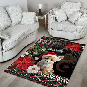 Algeria Christmas Personalized Area Rug Fennec Fox Santa and Traditional Pattern