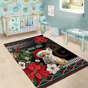 Algeria Christmas Personalized Area Rug Fennec Fox Santa and Traditional Pattern