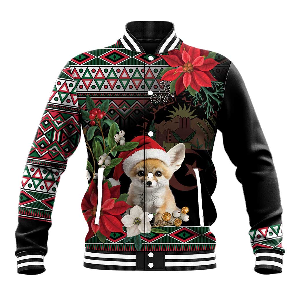 Algeria Christmas Personalized Baseball Jacket Fennec Fox Santa and Traditional Pattern LT9