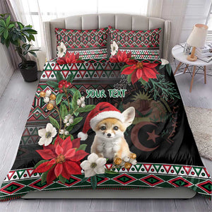 Algeria Christmas Personalized Bedding Set Fennec Fox Santa and Traditional Pattern