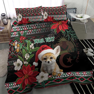 Algeria Christmas Personalized Bedding Set Fennec Fox Santa and Traditional Pattern