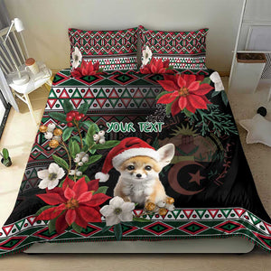 Algeria Christmas Personalized Bedding Set Fennec Fox Santa and Traditional Pattern