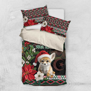 Algeria Christmas Personalized Bedding Set Fennec Fox Santa and Traditional Pattern