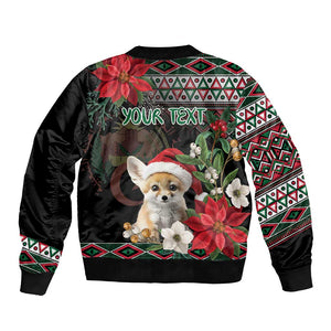 Algeria Christmas Personalized Bomber Jacket Fennec Fox Santa and Traditional Pattern