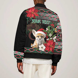 Algeria Christmas Personalized Bomber Jacket Fennec Fox Santa and Traditional Pattern