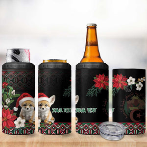 Algeria Christmas Personalized 4 in 1 Can Cooler Tumbler Fennec Fox Santa and Traditional Pattern