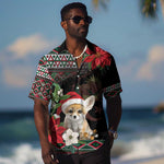 Algeria Christmas Personalized Hawaiian Shirt Fennec Fox Santa and Traditional Pattern