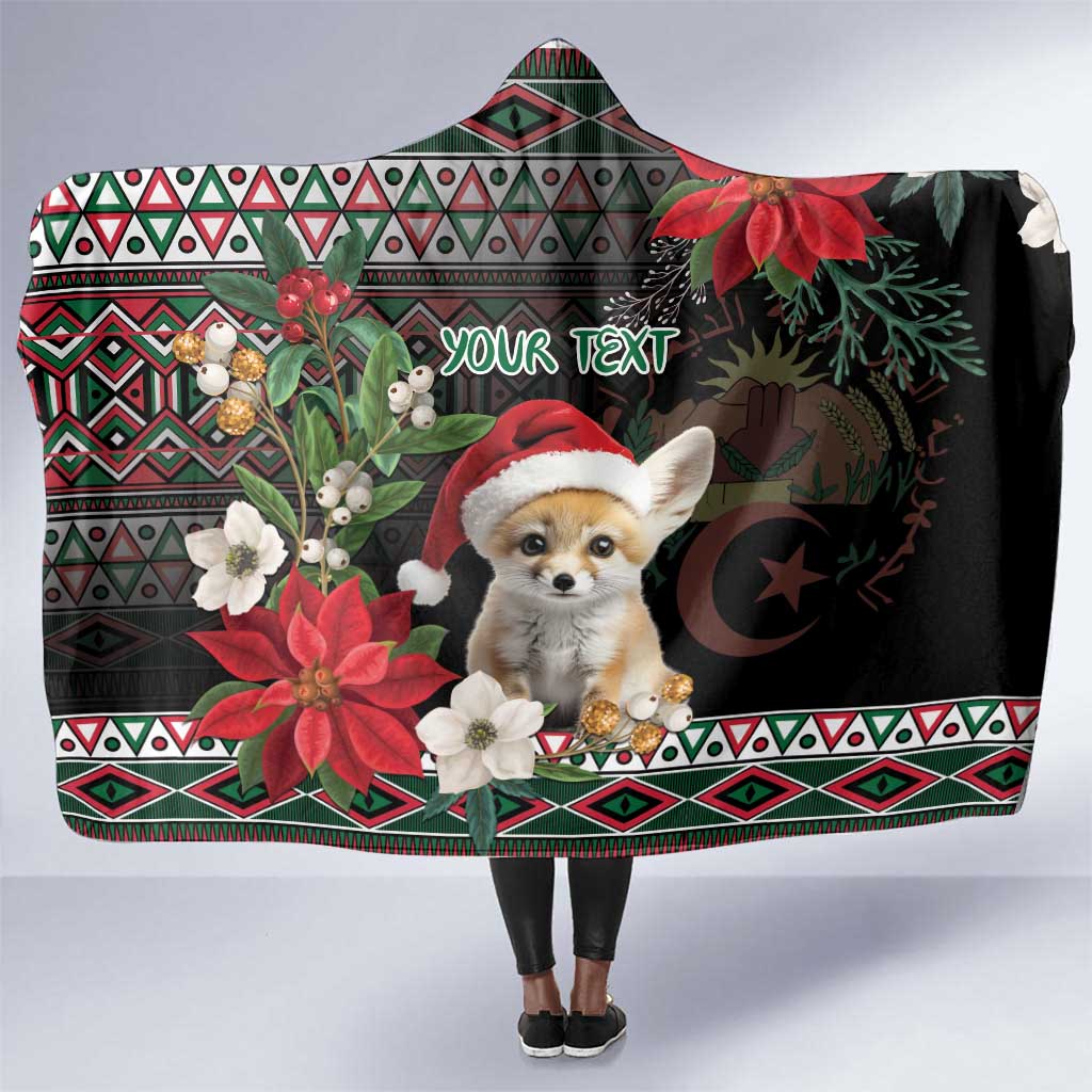 Algeria Christmas Personalized Hooded Blanket Fennec Fox Santa and Traditional Pattern