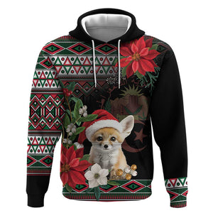 Algeria Christmas Personalized Hoodie Fennec Fox Santa and Traditional Pattern