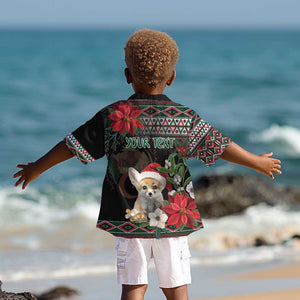 Algeria Christmas Personalized Kid Hawaiian Shirt Fennec Fox Santa and Traditional Pattern