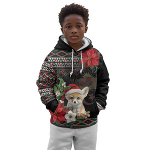 Algeria Christmas Personalized Kid Hoodie Fennec Fox Santa and Traditional Pattern