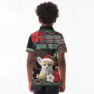 Algeria Christmas Personalized Kid Polo Shirt Fennec Fox Santa and Traditional Pattern