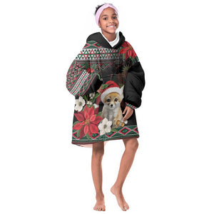 Algeria Christmas Personalized KId Wearable Blanket Hoodie Fennec Fox Santa and Traditional Pattern