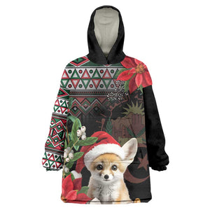 Algeria Christmas Personalized KId Wearable Blanket Hoodie Fennec Fox Santa and Traditional Pattern