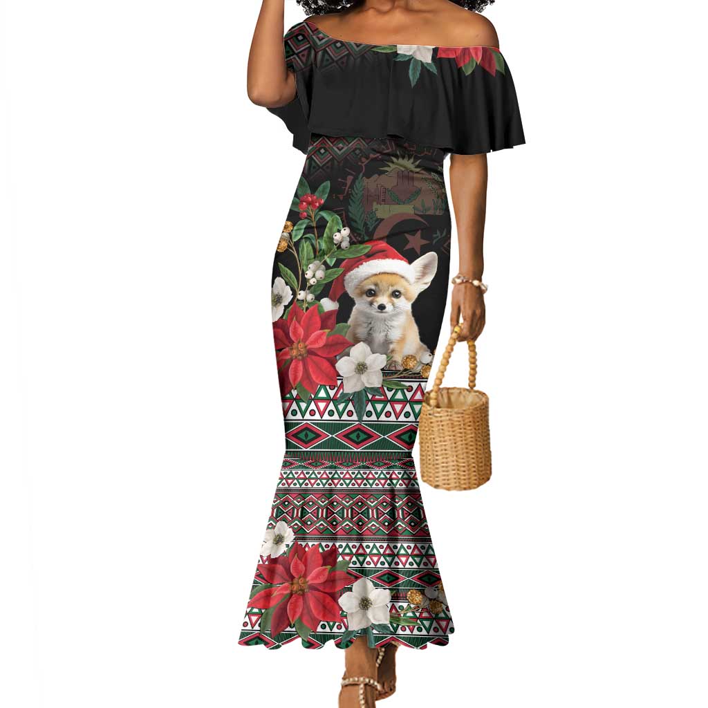 Algeria Christmas Personalized Mermaid Dress Fennec Fox Santa and Traditional Pattern