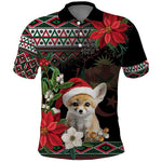 Algeria Christmas Personalized Polo Shirt Fennec Fox Santa and Traditional Pattern
