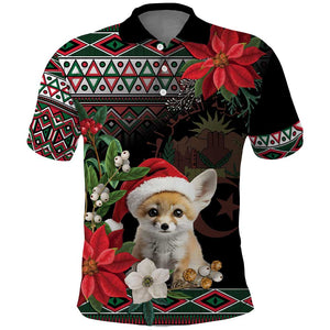 Algeria Christmas Personalized Polo Shirt Fennec Fox Santa and Traditional Pattern