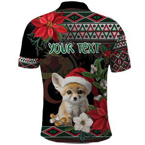 Algeria Christmas Personalized Polo Shirt Fennec Fox Santa and Traditional Pattern