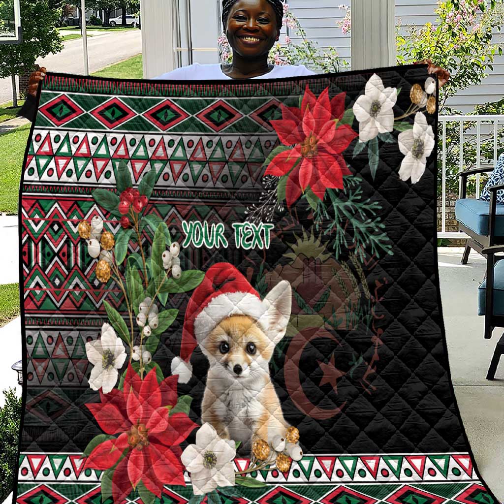 Algeria Christmas Personalized Quilt Fennec Fox Santa and Traditional Pattern