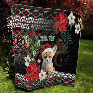 Algeria Christmas Personalized Quilt Fennec Fox Santa and Traditional Pattern