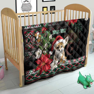 Algeria Christmas Personalized Quilt Fennec Fox Santa and Traditional Pattern