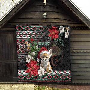 Algeria Christmas Personalized Quilt Fennec Fox Santa and Traditional Pattern