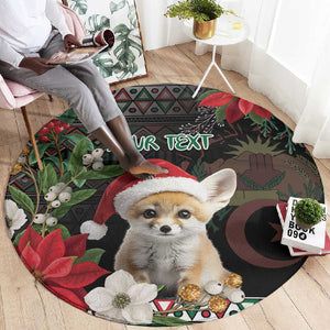 Algeria Christmas Personalized Round Carpet Fennec Fox Santa and Traditional Pattern