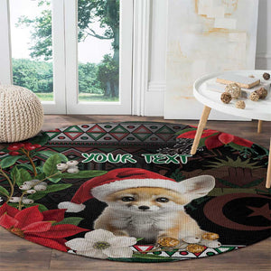 Algeria Christmas Personalized Round Carpet Fennec Fox Santa and Traditional Pattern