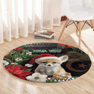 Algeria Christmas Personalized Round Carpet Fennec Fox Santa and Traditional Pattern