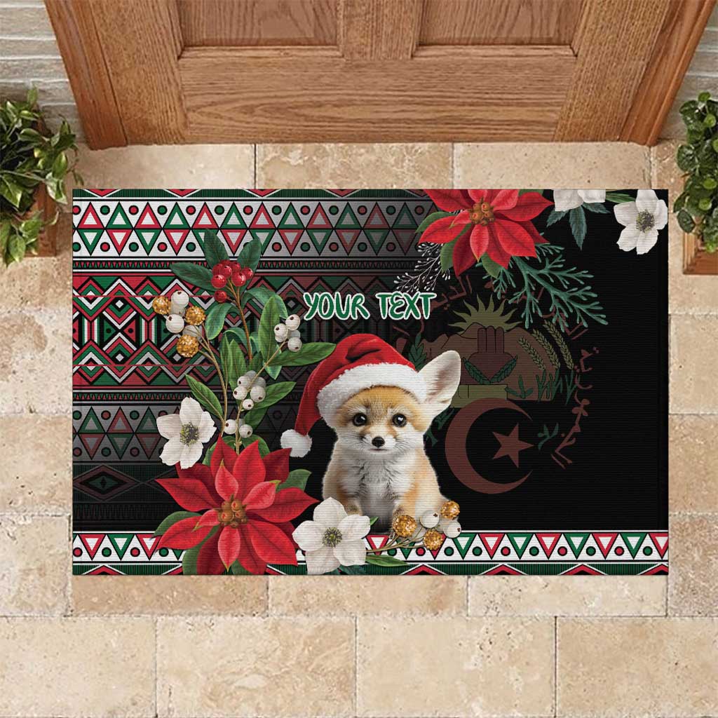 Algeria Christmas Personalized Rubber Doormat Fennec Fox Santa and Traditional Pattern