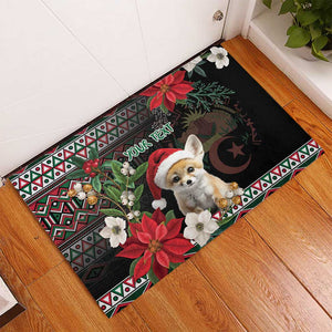 Algeria Christmas Personalized Rubber Doormat Fennec Fox Santa and Traditional Pattern