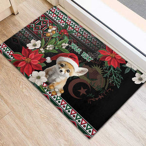 Algeria Christmas Personalized Rubber Doormat Fennec Fox Santa and Traditional Pattern