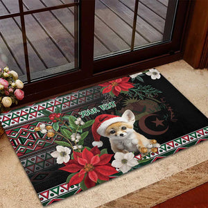 Algeria Christmas Personalized Rubber Doormat Fennec Fox Santa and Traditional Pattern