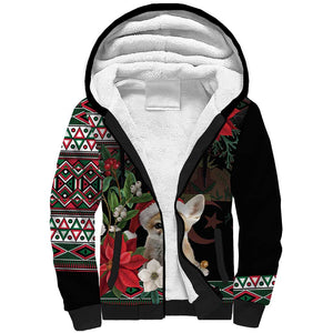 Algeria Christmas Personalized Sherpa Hoodie Fennec Fox Santa and Traditional Pattern