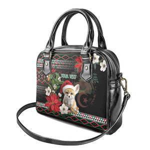 Algeria Christmas Personalized Shoulder Handbag Fennec Fox Santa and Traditional Pattern