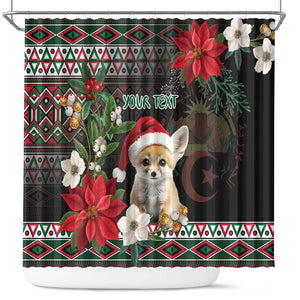 Algeria Christmas Personalized Shower Curtain Fennec Fox Santa and Traditional Pattern