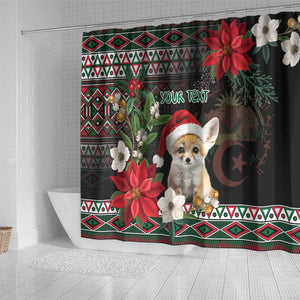 Algeria Christmas Personalized Shower Curtain Fennec Fox Santa and Traditional Pattern