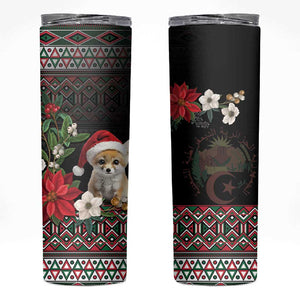 Algeria Christmas Personalized Skinny Tumbler Fennec Fox Santa and Traditional Pattern