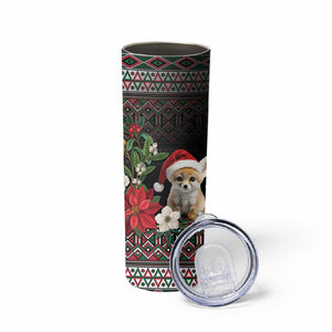 Algeria Christmas Personalized Skinny Tumbler Fennec Fox Santa and Traditional Pattern