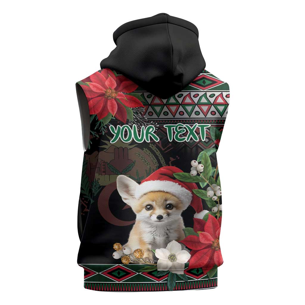 Algeria Christmas Personalized Sleeveless Hoodie Fennec Fox Santa and Traditional Pattern - African Pride