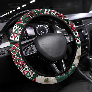 Algeria Christmas Steering Wheel Cover Fennec Fox Santa and Traditional Pattern