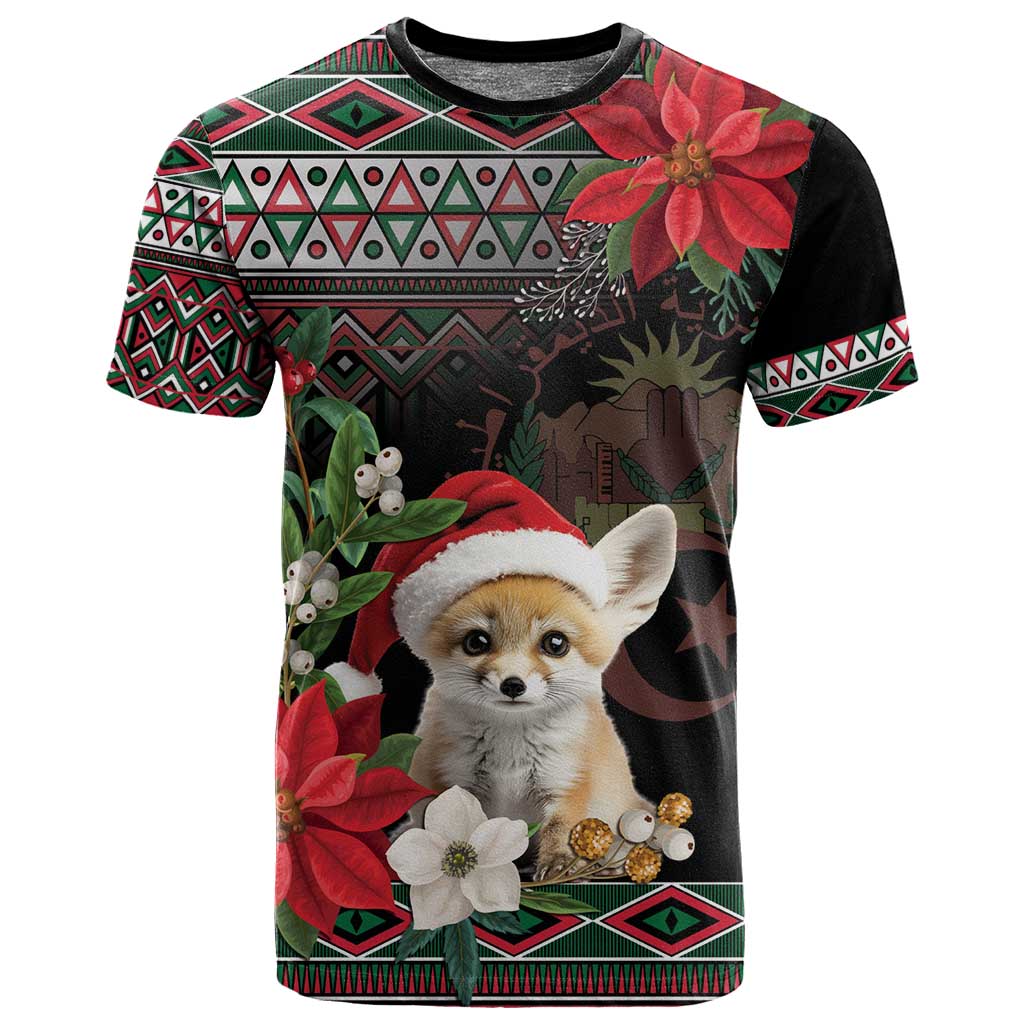 Algeria Christmas Personalized T shirt Fennec Fox Santa and Traditional Pattern