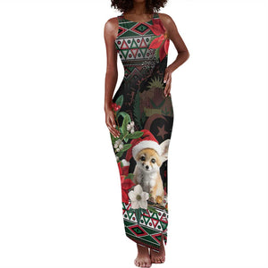 Algeria Christmas Personalized Tank Maxi Dress Fennec Fox Santa and Traditional Pattern