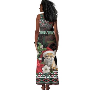 Algeria Christmas Personalized Tank Maxi Dress Fennec Fox Santa and Traditional Pattern