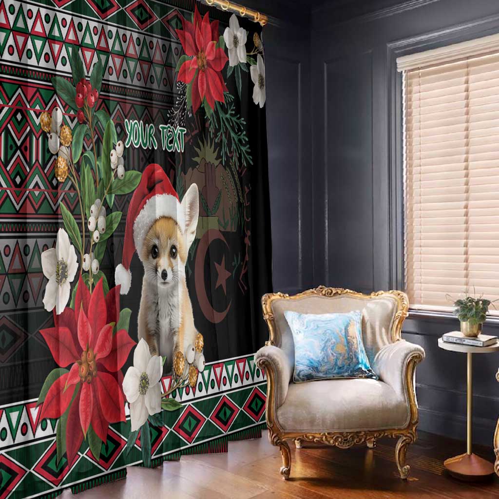 Algeria Christmas Personalized Window Curtain Fennec Fox Santa and Traditional Pattern