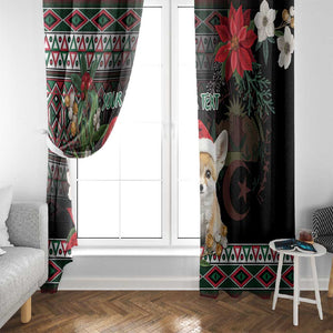 Algeria Christmas Personalized Window Curtain Fennec Fox Santa and Traditional Pattern