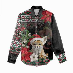 Algeria Christmas Personalized Women Casual Shirt Fennec Fox Santa and Traditional Pattern